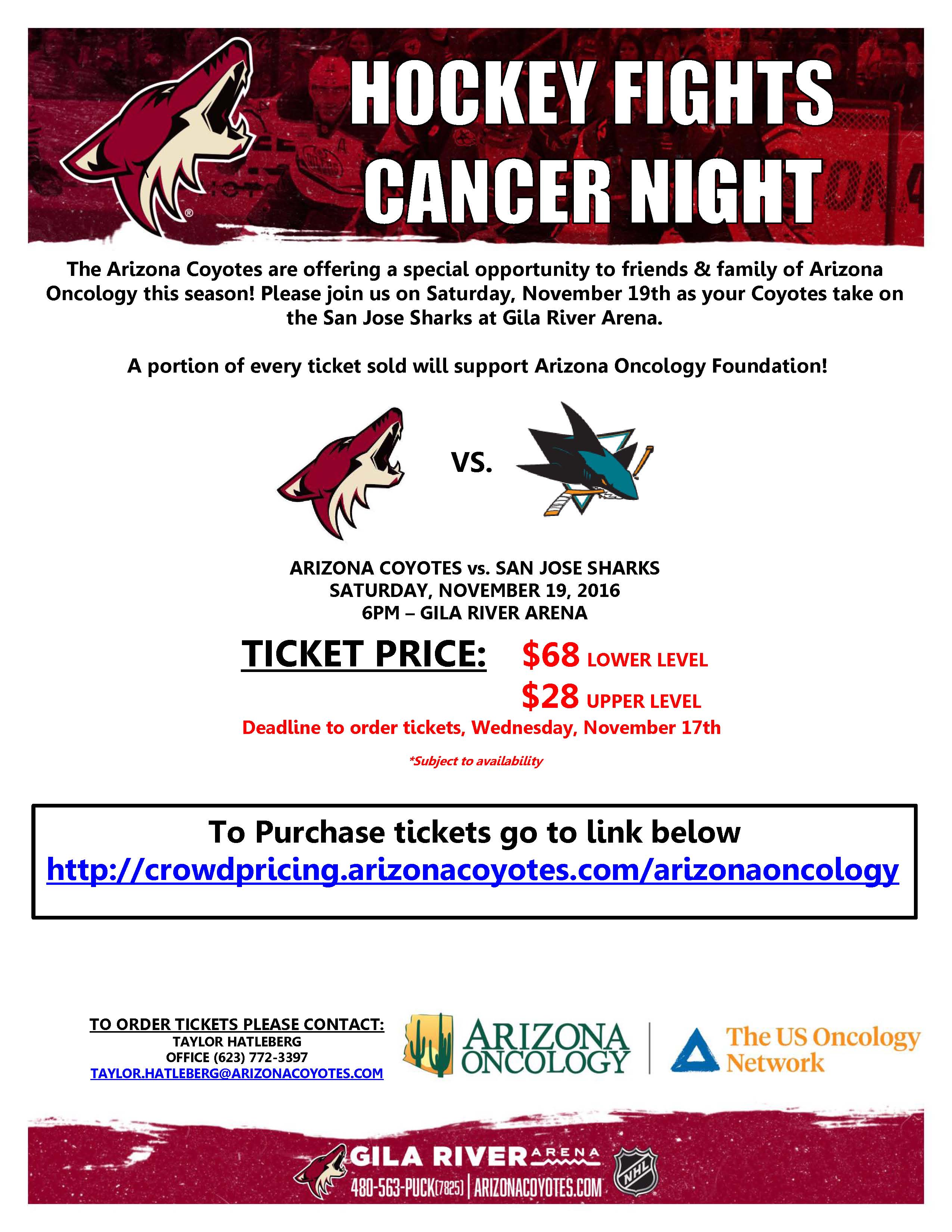 Arizona Coyotes - Hockey Fights Cancer Night 